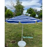 Mavi Su Dünyası Plaj Deniz Balkon Şemsiyesi | %50 Pamuk %50 Porselen Kumaşlı Şemsiye | Bidon Dahil | Eğilebilir | 2 Metre Şemsiye | 10 Telli Şemsiye - 200 cm