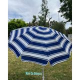 Mavi Su Dünyası Plaj Deniz Balkon Şemsiyesi | %50 Pamuk %50 Porselen Kumaşlı Şemsiye | Bidonsuz | Eğilebilir | 2 Metre Şemsiye | 10 Telli Şemsiye - 200 cm