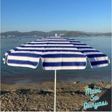 Mavi Su Dünyası Plaj Şemsiyesi (Pamuk Kumaş) Deniz, Balkon, Bahçe (Bidonsuz) 2 Metre, 10 Telli