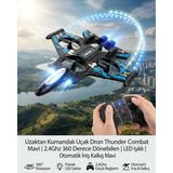 Mavi Su Dünyası Uzaktan Kumandalı Uçak Dron Thunder Combat Mavi | 2.4ghz 360 Derece Dönebilen | LED Işıklı | Otomatik Iniş Kalkış Mavi - Renkli