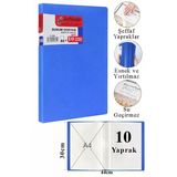 Mavi Sunum Dosyası 10 Lu 1 Adet Poşet Dosyalı Katalog Dosyası 10 Poşetli Kendinden Dosya Plastik Kapaklı