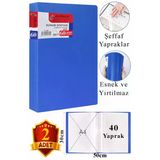 Mavi Sunum Dosyası 60 Lı 2 Adet Poşet Dosyalı Katalog Dosyası 60 Poşetli Kendinden Dosya Plastik Kapaklı