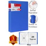 Mavi Sunum Dosyası 60 Lı 3 Adet Poşet Dosyalı Katalog Dosyası 60 Poşetli Kendinden Dosya Plastik Kapaklı