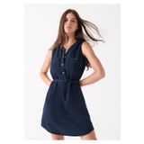 Mavi - Suzy Mürekkep Rengi Gold Denim Elbise 130317-81270