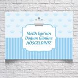 Mavi Taç Temalı Doğum Günü Karşılama Afişi 50X70 cm