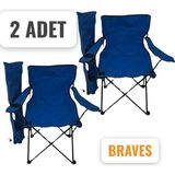 Mavi Taşıma Çantalı Katlanır Portatif Rejisör Kamp Plaj Piknik Sandalyesi 2 Adet - 6456 Ecorce Tube Marron - Polyester