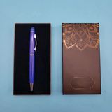 Mavi Touchpen Kalem - Mandala Desenli Kutulu Kişiye Özel Hediye