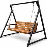 Mavi Trend Bahçe Salıncağı 3 Kişilik Metal Gövdeli Ahşap 3 Kişilik Bahçe Balkon Teras Salıncağı 150x200 cm