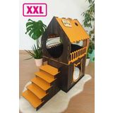 Mavi Trend Büyük Kedi Evi Xxl Teraslı Kedi Evi 5kg ve Üzeri Kediler Için Xxl Turuncu - Koyu Kahverengi