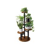 MAVİ TREND Çiçeklik 5 Raflı Saksılık Dekoratif 5 Raflı Çiçeklik Metal Doğal Ahşap Saksılık Çiçek Rafı Daire Mod