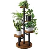 Mavi Trend Çiçeklik 5 Raflı Saksılık Dekoratif 5 Raflı Çiçeklik Metal Doğal Ahşap Saksılık Çiçek Rafı Daire Model