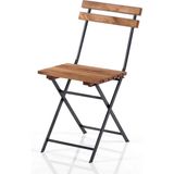 Mavi Trend Katlanır Metal Ayaklı Ahşap Sandalye Kamp Bahçe Balkon Sandalyesi - Siyah - Kahverengi - 40x30