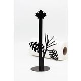 Mavi Trend Metal Kağıt Havluluk Siyah Dik Havlu Peçetelik Standart ve Büyük Boy Rulo Uyumlu Kozalak Desenli