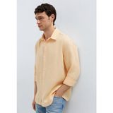 Mavi Turuncu Keten Gömlek 0211957-71157 - Pembe - 3XL