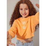 Mavi Turuncu Sunshine Baskılı Kız Çocuk Sweatshirt Standart Yaka Normal Kesim - 5 - 6 Yaş