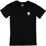 Mavi Uçan Balon Cep Tasarım Baskılı Siyah Tişört - 5XL