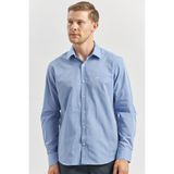 Mavi Uzun Kol Düz Filafil Sert Yaka Cepsiz Pamuklu Classic Slim Fit Gömlek 1004240913 - 3XL