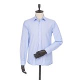 Mavi Uzun Kol Filafil Desen Filafil Sert Yaka Cepsiz Pamuklu Basic Slim Fit Gömlek 1004245008