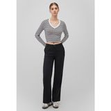 Mavi Uzun Kollu Çizgili Crop Basic Tişört 1613041-85586 - Siyah - XS