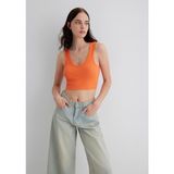 Mavi V Yaka Turuncu Basic Crop Atlet 1612375-71272 - XS - Pembe