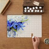 Mavi ve Beyaz Çiçekler Tasarımı 240 Parça Ahşap Puzzle Ahşap Kutuda MP04844