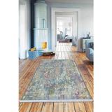 Mavi Vintage Dokuma Pamuk Tabanlı Kaymaz Kilim Klm165