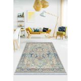 Mavi Vintage Dokuma Pamuk Tabanlı Kaymaz Kilim Klm351