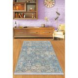 Mavi Vintage Dokuma Pamuk Tabanlı Kaymaz Kilim Klm360