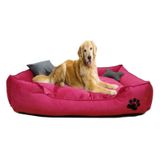 Mavi Vitrin Pati İşlemeli Ultrasoft Büyük Irk Köpek Yatağı Yıkanabilir Kumaş 100 x 80 CM fusya