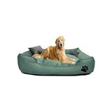Mavi Vitrin Ultrasoft Büyük Irk Köpek Yatağı Yıkanabilir Yüksek Kaliteli Kumaş Pati Işlemeli - Yeşil