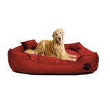Mavi Vitrin Yıkanabilir Kumaş Pati İşlemeli Büyük Irk Köpek Yatağı L 100 x 80 CM bordo