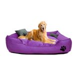 Mavi Vitrin Yıkanabilir Kumaş Pati İşlemeli Büyük Irk Köpek Yatağı L 100 x 80 CM mor