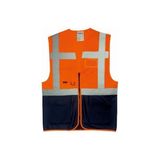 Mavi Yaka Yönetici Ikaz Yeleği - Mühendis Yeleği - 4XL