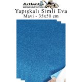 Mavi Yapışkanlı Simli Eva 35X50 Cm 3 Adet Simli Yapışkanlı Eva Süngeri Okul Kreş Anasınıfı Elişi Etkinlikleri Hobi