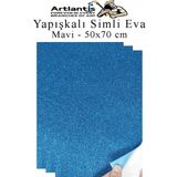 Mavi Yapışkanlı Simli Eva 50X70 Cm 3 Adet Simli Yapışkanlı Eva Süngeri Okul Kreş Anasınıfı Elişi Etkinlikleri Hobi