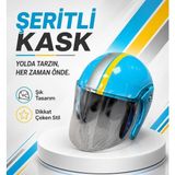 Mavi Yarım Kask Motosiklet Kaskı Scooter Motor Bisiklet Kaskı Açık Model