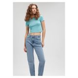 Mavi Yeşil Basic Crop Tişört Crop / Kısa Kesim 1600814-71463