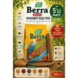 Mavi Yeşil Berra Extra Muhabbet Kuşu Yemi 5'Li Mega Paket 2,5 Kg (5X500 G) + 5 Adet Yem Çubuğu Hediyeli