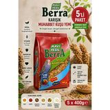 Mavi Yeşil Berra Karışık Muhabbet Kuşu Yemi 5'Li Ekonomik Paket 400 G X 5 Toplam 2.000 G Doğal İçerikli Vitamin Ve Mineral Destekli