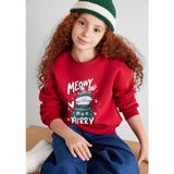 Mavi Yılbaşı Temalı Kırmızı Sweatshirt 7S10180-70390 - 3 - 4 Yaş