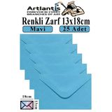 Mavi Zarf 13X18 Cm 25 Adet Mavi Mektup Zarfı Davetiye Zarfı Kartpostal Çekiliş Hediye Zarfı