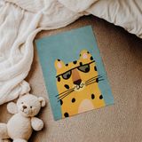 Mavi Zeminli Çita Çocuk Odası Duvar Posteri Çerçeveli Tablo Duvar Dekorasyonu - 21 x 30 - Çerçevesiz Poster