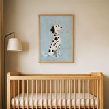 Mavi Zeminli Dalmaçyalı Çocuk Odası Duvar Posteri Çerçeveli Tablo Duvar Dekorasyonu - 21 x 30 - Ahşap Çerçeveli