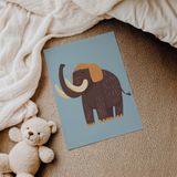 Mavi Zeminli Mamut Çocuk Odası Duvar Posteri Çerçeveli Tablo Duvar Dekorasyonu - 21 x 30 - Çerçevesiz Poster