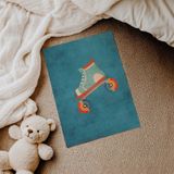 Mavi Zeminli Paten Çocuk Odası Duvar Posteri Çerçeveli Tablo Duvar Dekorasyonu - 30 x 40 - Çerçevesiz Poster