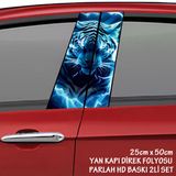 Mavili Saldırgan Panter Oto Sticker - Yeni Nesil Hd Baskı Kalitesi Araba Kapı Direkleri Kaplama Folyosu - Tuning Modifiye Aksesuar