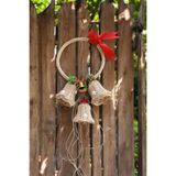 MaviMarinUrla El Yapımı Bambu Rattan Kapı Çelengi Üçlü Çan Detaylı Hasır Kapı Süsü-24 cm