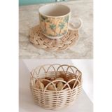 MaviMarinUrla El Yapımı Rattan Bambu Çerezlik ve Bardak Altlığı Seti-2'li