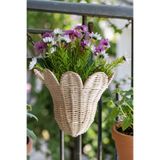 MaviMarinUrla El Yapımı Rattan Bambu Çiçekli Duvar Sepeti, Dekoratif Hasır Saksı,Mor Papatyalı Duvar Dekoru-20cm