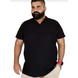 Mavimoure Erkek Büyük Beden Polo Yaka Cepsiz Spor Tişört - 01-Siyah